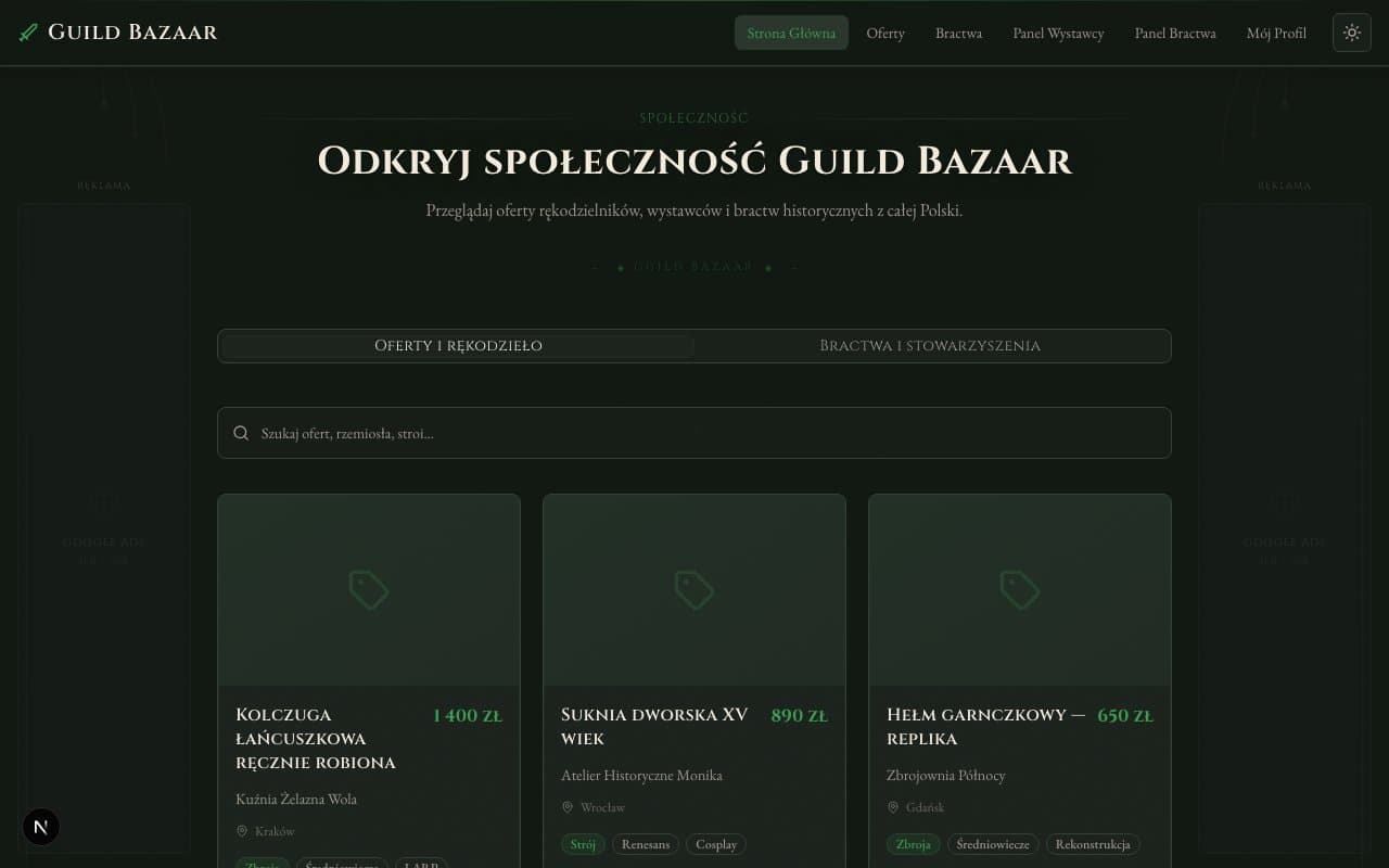 Przegląd ofert rękodzielników na Guild Bazaar